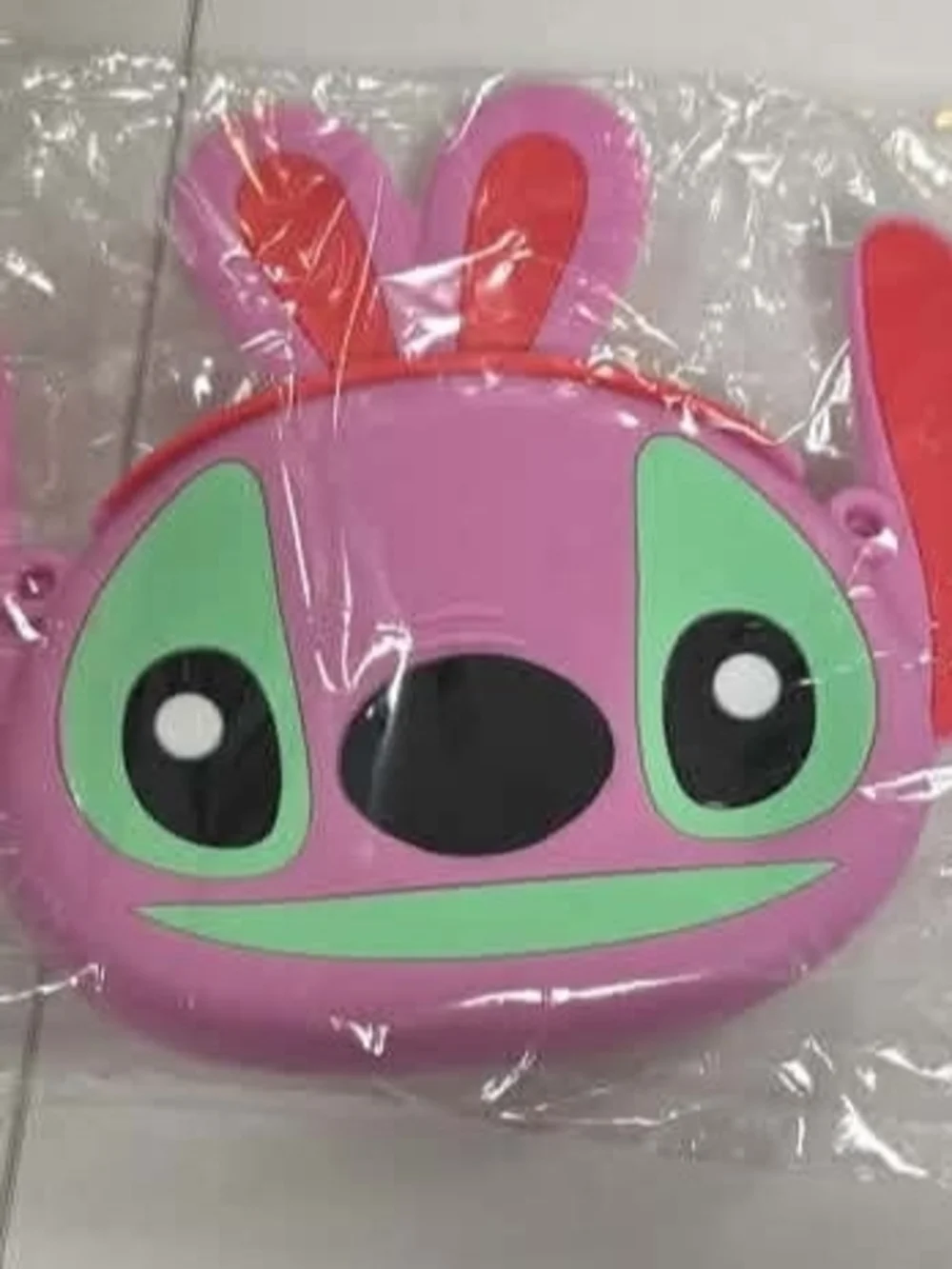 Pink Stitch Face Kids Crossbody Purse with Green Accents